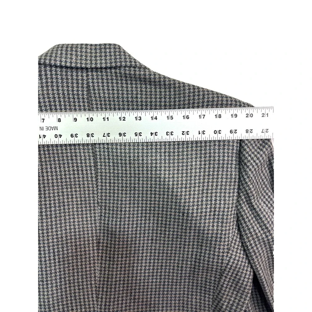 vtg NEW Haggar 42L Gray Blue‎ Houndstooth 100% Silk Blazer Jacket Sport Coat